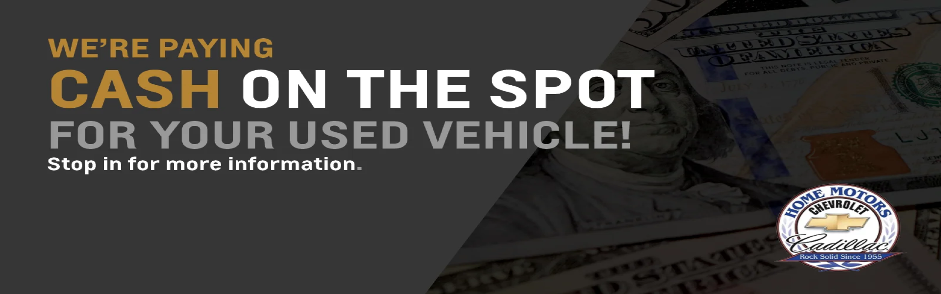 Cash on the spot for your used vehicle 